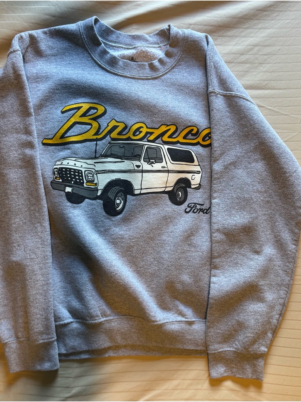 Ford Gray Crewneck Sweatshirt with Yellow Bronco Script